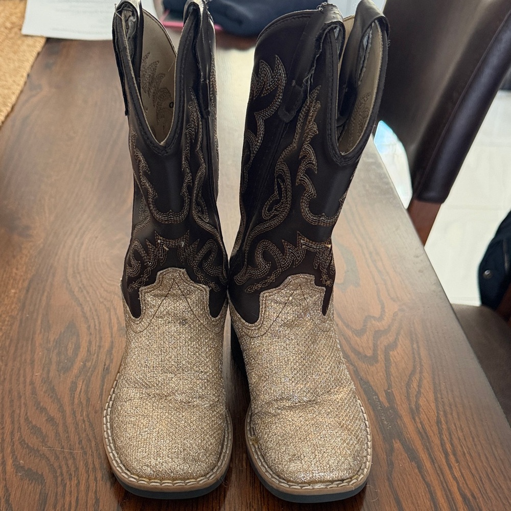 Old West Kids Boots in Brown and Gold